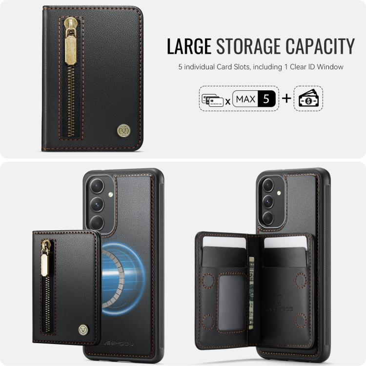 For Samsung Galaxy A54 5G JEEHOOD J12 Exquisite RFID MagSafe Zipper Card Bag Phone Case