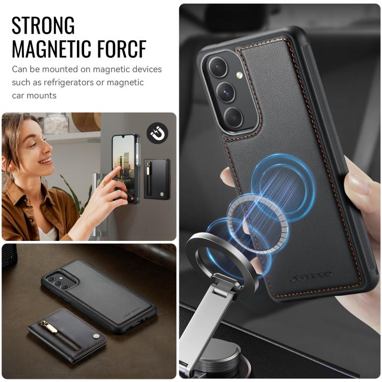 For Samsung Galaxy A54 5G JEEHOOD J12 Exquisite RFID MagSafe Zipper Card Bag Phone Case