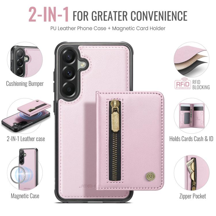 For Samsung Galaxy A57 5G JEEHOOD J12 Exquisite RFID MagSafe Zipper Card Bag Phone Case