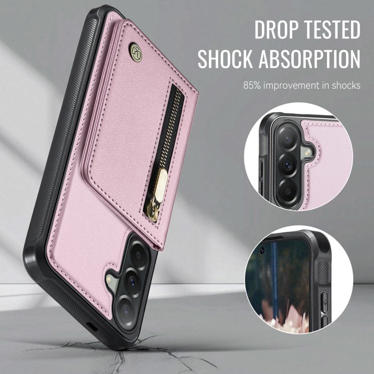 For Samsung Galaxy A57 5G JEEHOOD J12 Exquisite RFID MagSafe Zipper Card Bag Phone Case