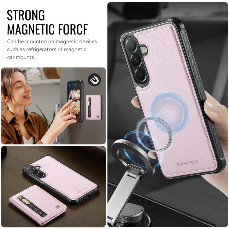 For Samsung Galaxy A57 5G JEEHOOD J12 Exquisite RFID MagSafe Zipper Card Bag Phone Case