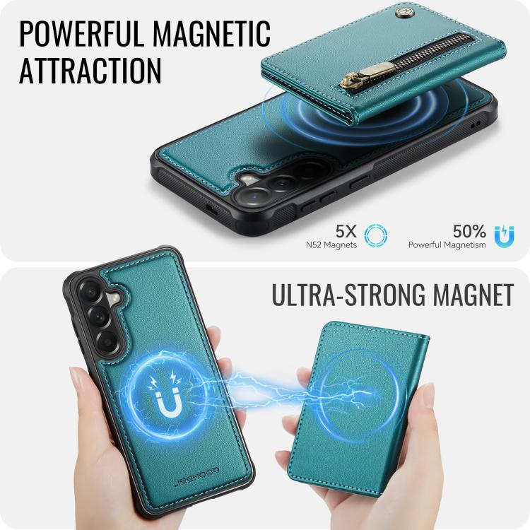 For Samsung Galaxy A57 5G JEEHOOD J12 Exquisite RFID MagSafe Zipper Card Bag Phone Case