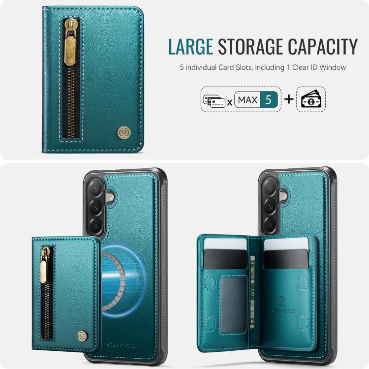 For Samsung Galaxy A57 5G JEEHOOD J12 Exquisite RFID MagSafe Zipper Card Bag Phone Case