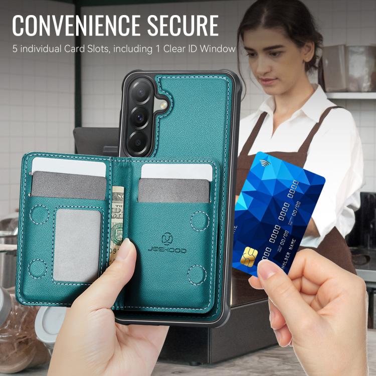 For Samsung Galaxy A57 5G JEEHOOD J12 Exquisite RFID MagSafe Zipper Card Bag Phone Case