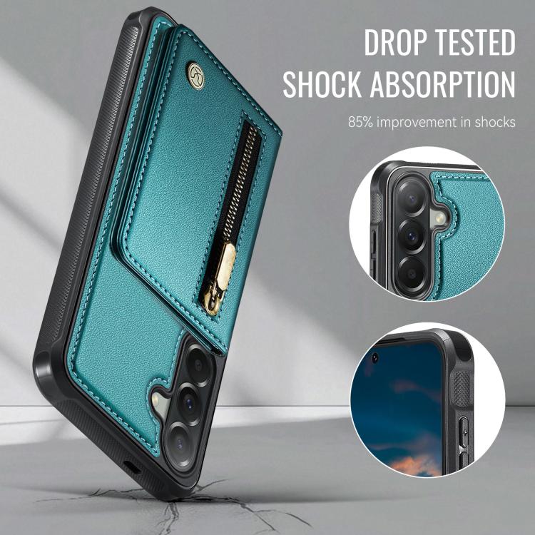 For Samsung Galaxy A57 5G JEEHOOD J12 Exquisite RFID MagSafe Zipper Card Bag Phone Case