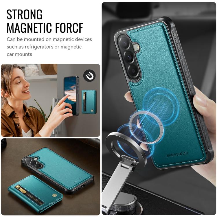 For Samsung Galaxy A57 5G JEEHOOD J12 Exquisite RFID MagSafe Zipper Card Bag Phone Case