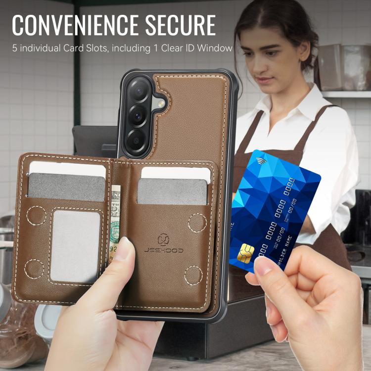 For Samsung Galaxy A57 5G JEEHOOD J12 Exquisite RFID MagSafe Zipper Card Bag Phone Case