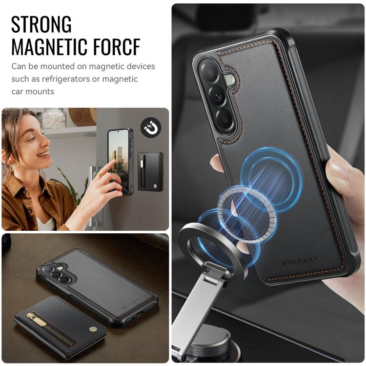For Samsung Galaxy A57 5G JEEHOOD J12 Exquisite RFID MagSafe Zipper Card Bag Phone Case