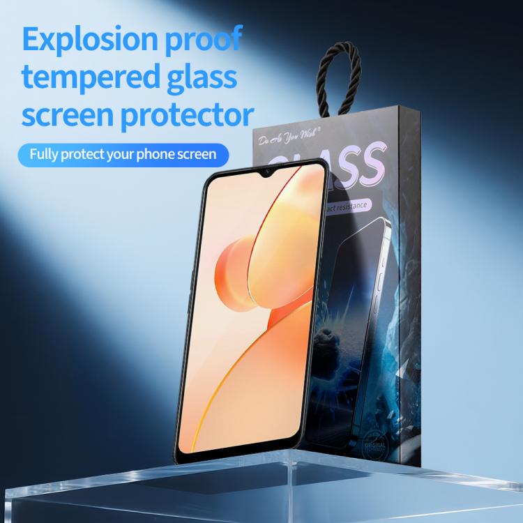 For Realme C31 / C33 Do As You Wish Silk Screen Printed HD Tempered Glass Film - Black