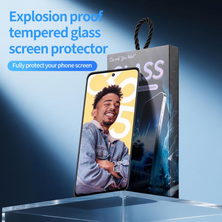 For Realme C55 Do As You Wish Silk Screen Printed HD Tempered Glass Film - Black