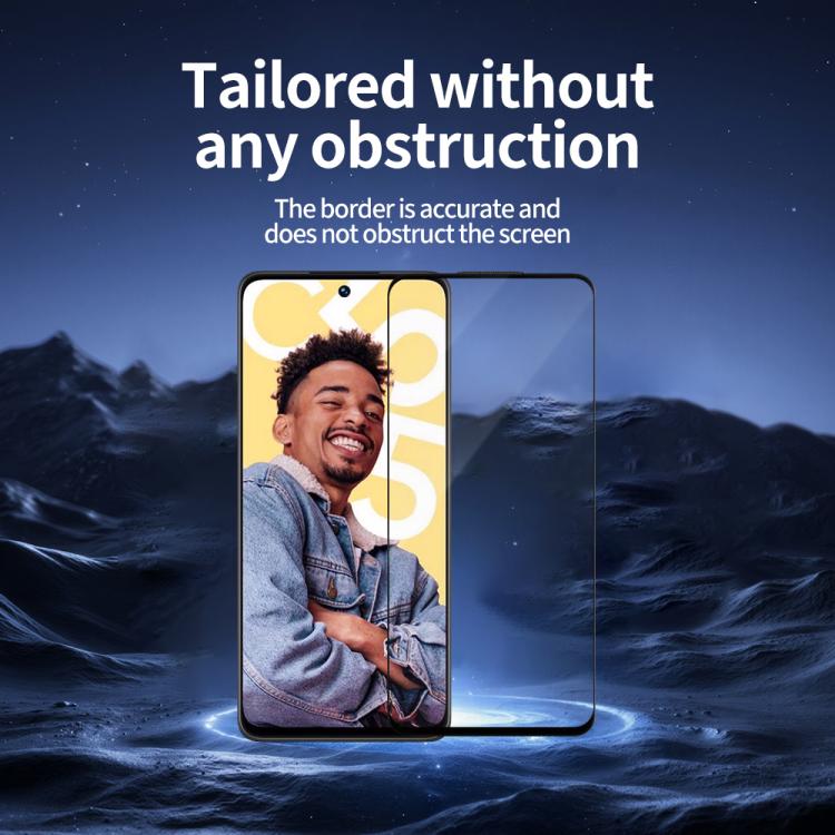 For Realme C55 Do As You Wish Silk Screen Printed HD Tempered Glass Film - Black