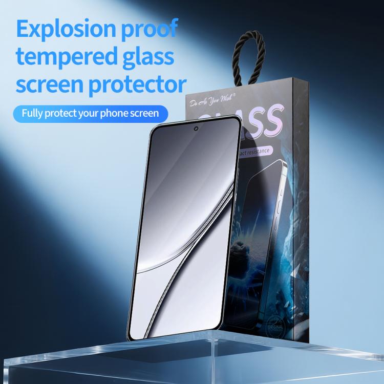 For Realme GT5 Do As You Wish Silk Screen Printed HD Tempered Glass Film - Black