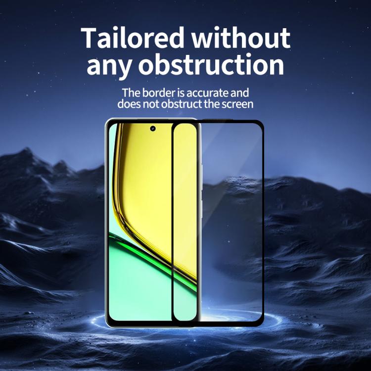 For Realme 12 Lite Do As You Wish Silk Screen Printed HD Tempered Glass Film - Black
