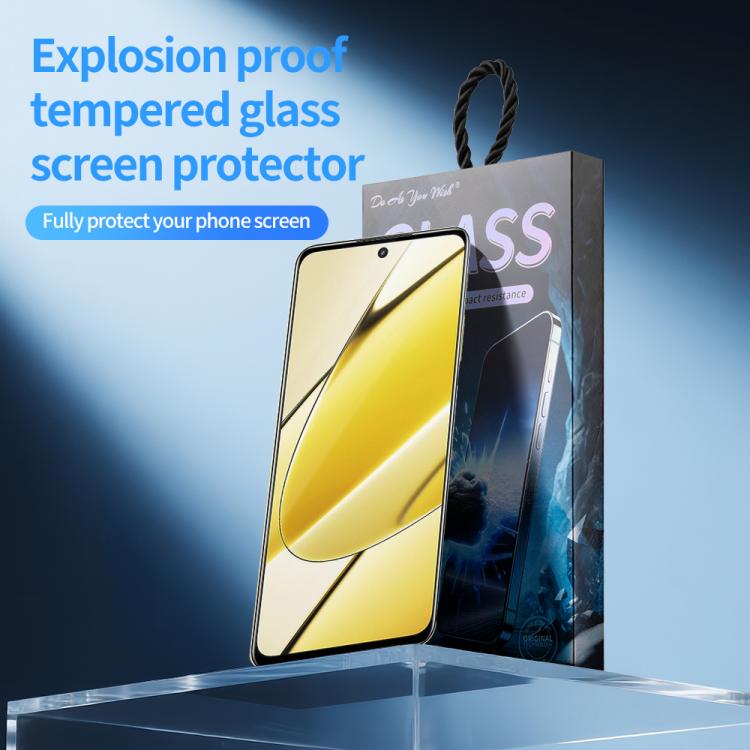 For Realme 11 5G Do As You Wish Silk Screen Printed HD Tempered Glass Film - Black