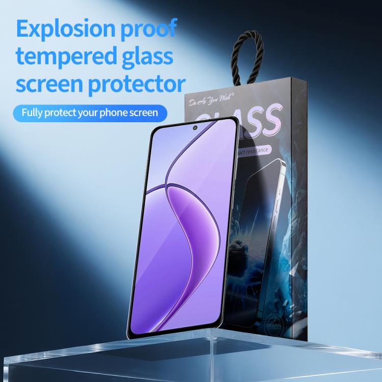 For Realme 12 5G Do As You Wish Silk Screen Printed HD Tempered Glass Film - Black