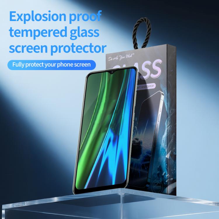 For Realme Narzo 50i Do As You Wish Silk Screen Printed HD Tempered Glass Film - Black