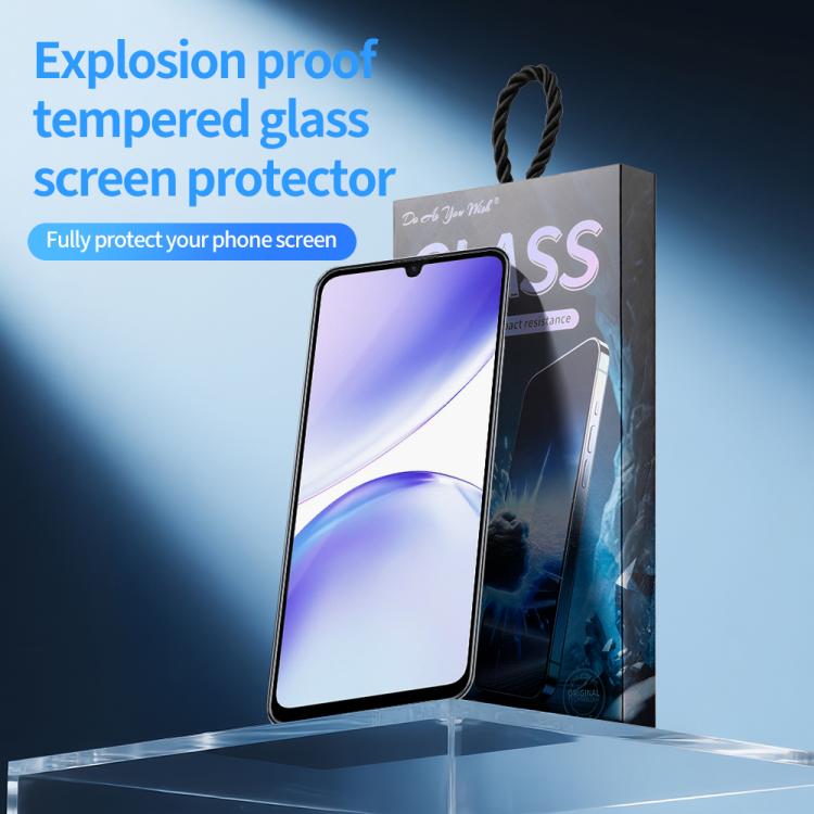 For Realme Narzo N53 Do As You Wish Silk Screen Printed HD Tempered Glass Film - Black