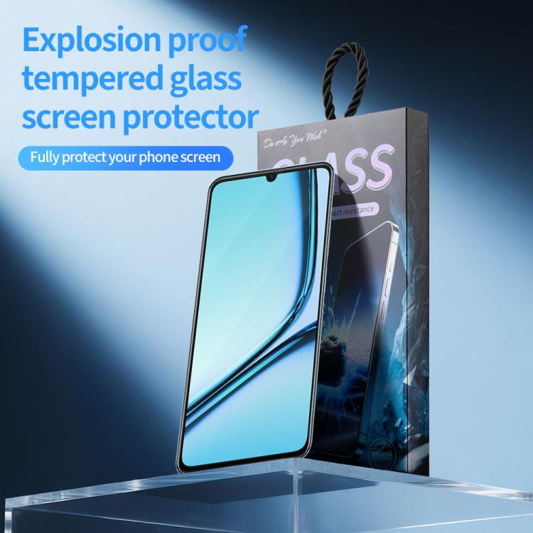 For Realme Note 50 Do As You Wish Silk Screen Printed HD Tempered Glass Film - Black