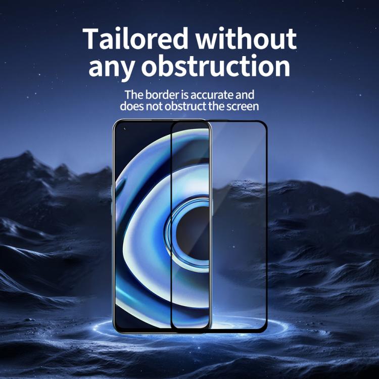 For Realme Q3 5G Do As You Wish Silk Screen Printed HD Tempered Glass Film - Black