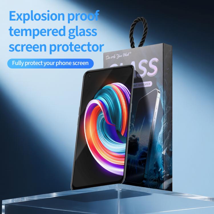 For Realme Q3 Pro Carnival Do As You Wish Silk Screen Printed HD Tempered Glass Film - Black