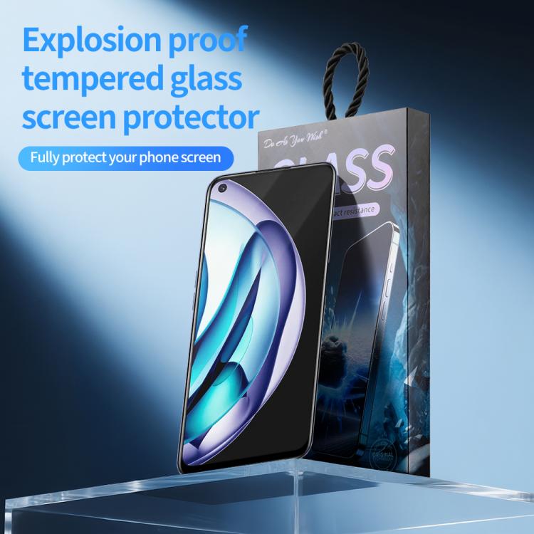 For Realme Q3s Do As You Wish Silk Screen Printed HD Tempered Glass Film - Black