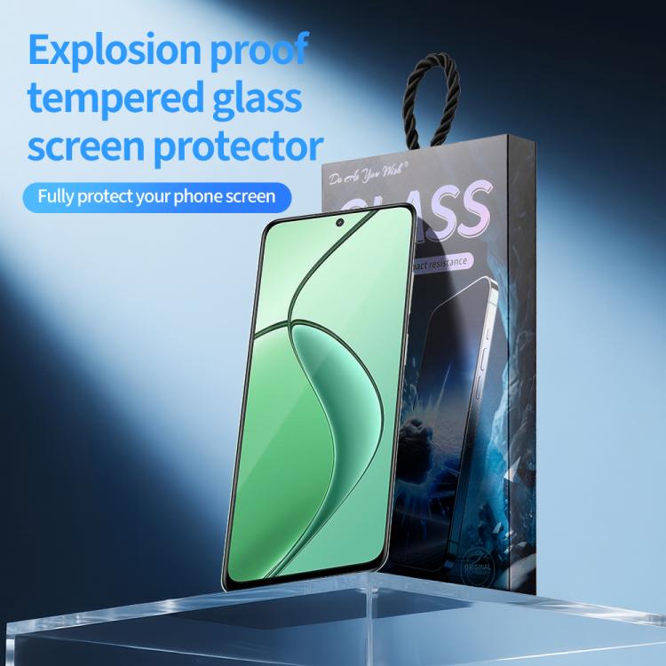 For Realme P1 Do As You Wish Silk Screen Printed HD Tempered Glass Film - Black