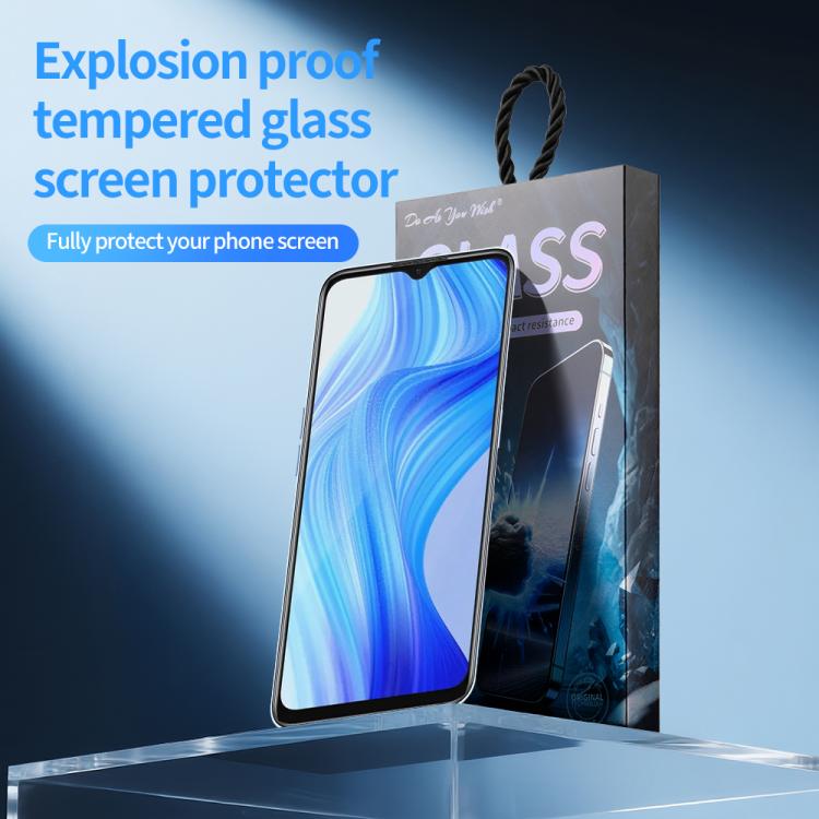 For Realme V20 Do As You Wish Silk Screen Printed HD Tempered Glass Film - Black