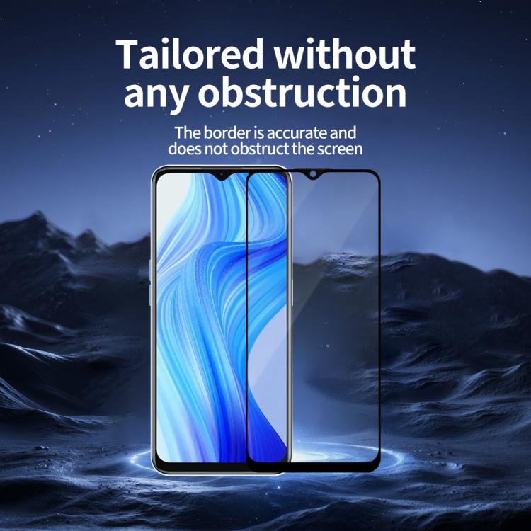For Realme V20 Do As You Wish Silk Screen Printed HD Tempered Glass Film - Black