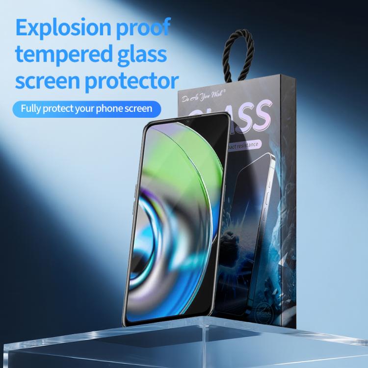 For Realme V23 Do As You Wish Silk Screen Printed HD Tempered Glass Film - Black