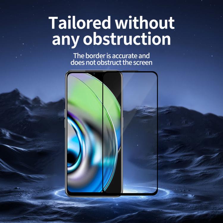 For Realme V23 Do As You Wish Silk Screen Printed HD Tempered Glass Film - Black