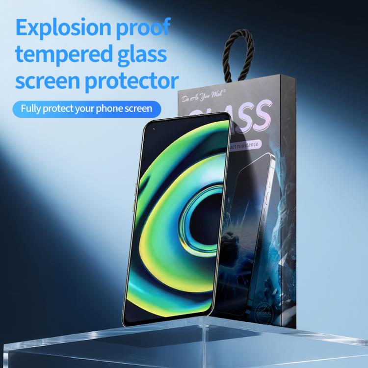 For Realme Q3 Pro 5G 5pcs / Pack Do As You Wish Silk Screen Printed HD Tempered Glass Film - Black