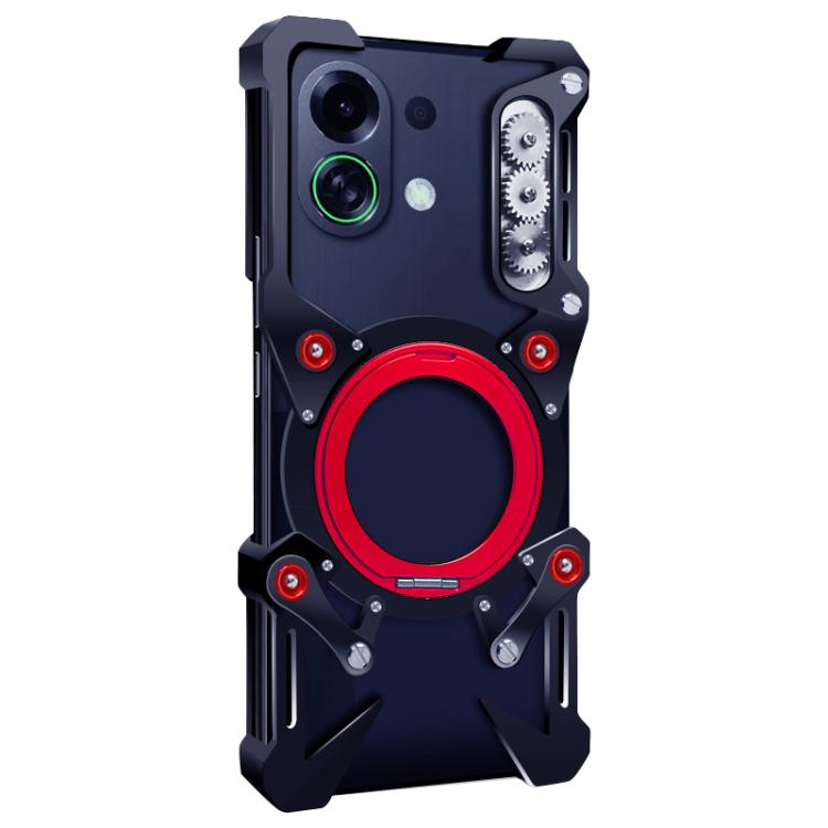 For OPPO K13 Turbo Rotating Bracket Hollow Metal Phone Case with Lanyard
