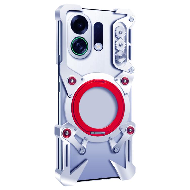For OPPO K13 Turbo Pro Rotating Bracket Hollow Metal Phone Case with Lanyard
