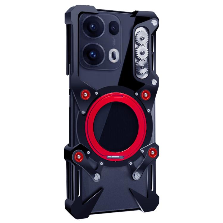 For OPPO Reno13 Pro 5G Global Rotating Bracket Hollow Metal Phone Case with Lanyard