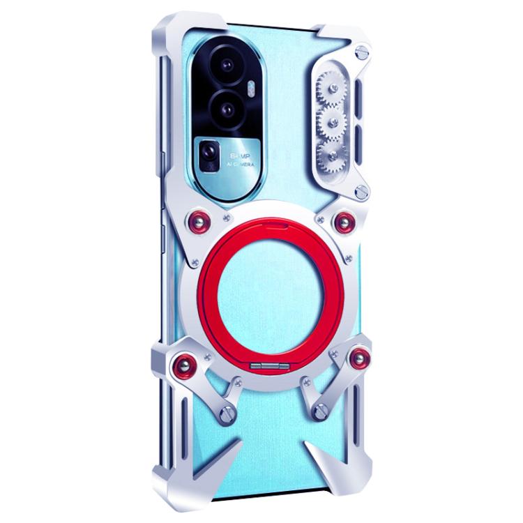 For OPPO Reno10 Pro+ 5G Global Rotating Bracket Hollow Metal Phone Case with Lanyard