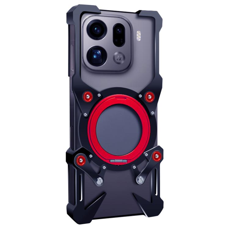 For OPPO Find X9 Pro Rotating Bracket Hollow Metal Phone Case with Lanyard