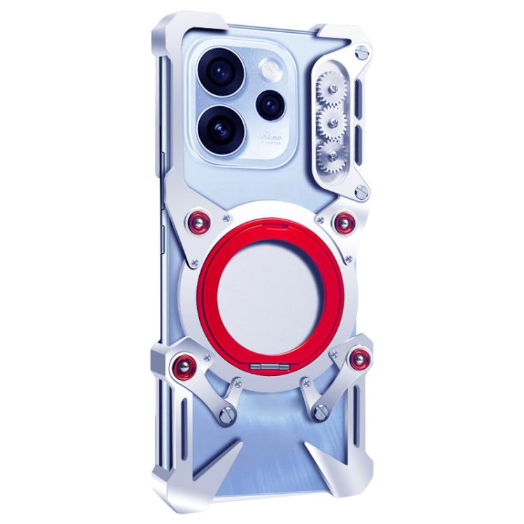 For OPPO Reno15 Pro Mini Rotating Bracket Hollow Metal Phone Case with Lanyard