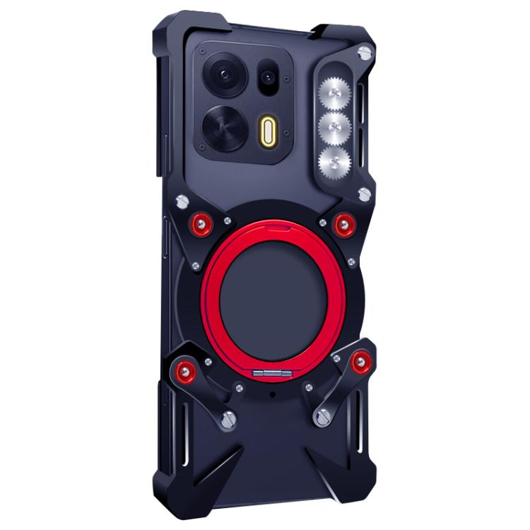 For OPPO K15 Pro Rotating Bracket Hollow Metal Phone Case with Lanyard