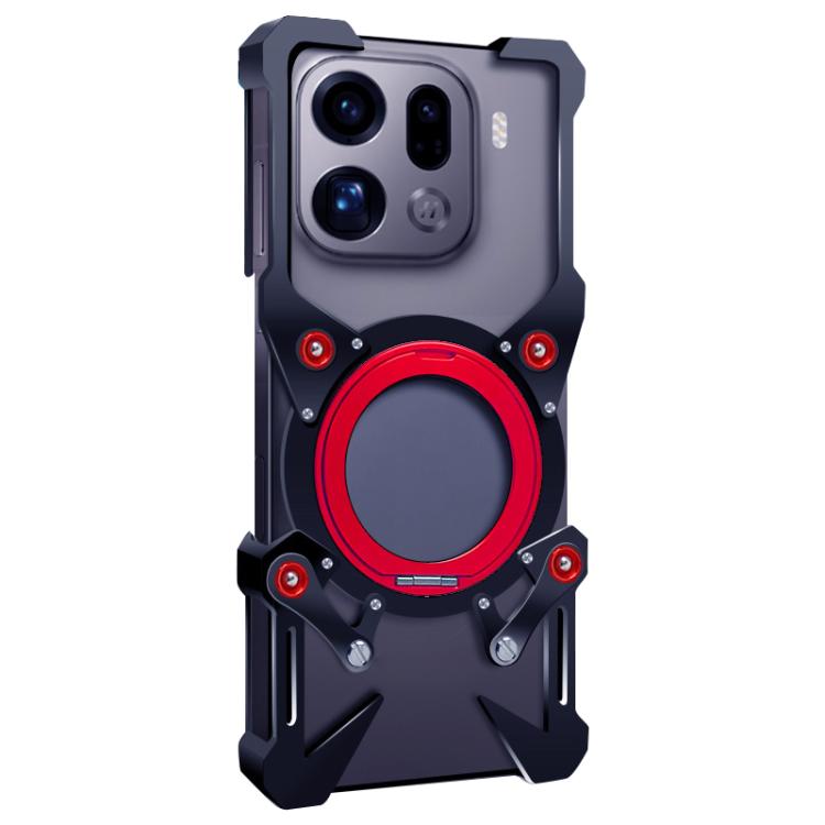 For OPPO Find X9s Pro Rotating Bracket Hollow Metal Phone Case with Lanyard