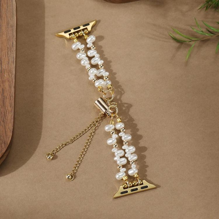 For Apple Watch 42 / 44 / 45 / 46 / 49mm xDfind Irregular Pearls Metal Watch Band