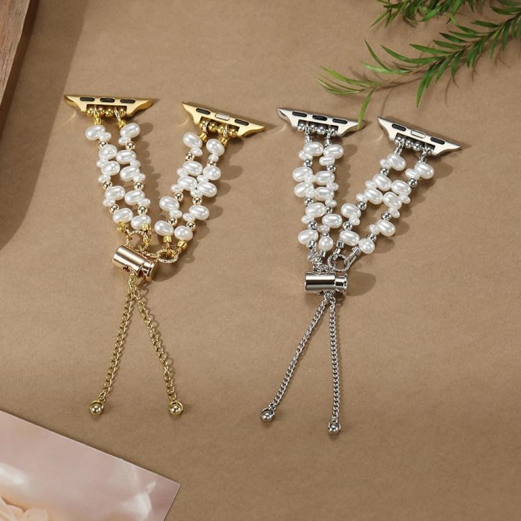 For Apple Watch 38 / 40 / 41 / S11 42mm xDfind Irregular Pearls Metal Watch Band