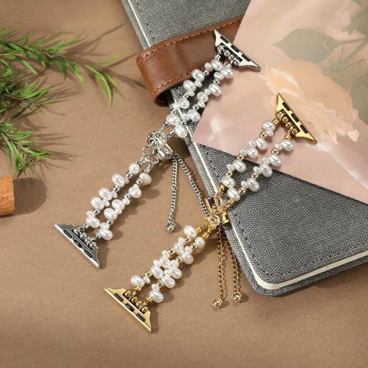 For Apple Watch 38 / 40 / 41 / S11 42mm xDfind Irregular Pearls Metal Watch Band