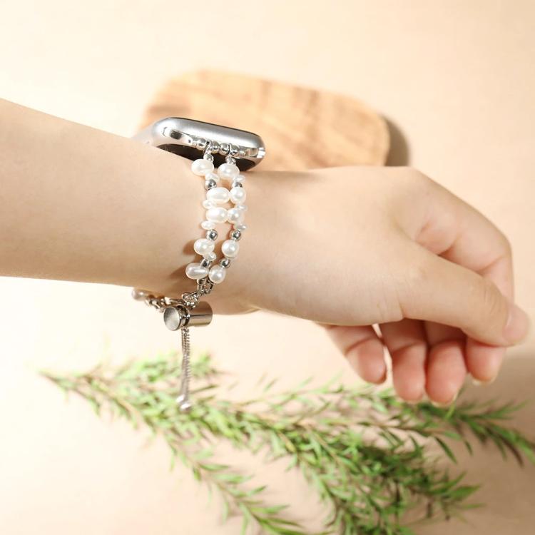 For Apple Watch 38 / 40 / 41 / S11 42mm xDfind Irregular Pearls Metal Watch Band