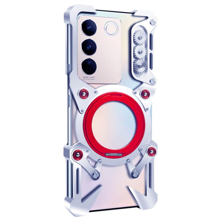 For vivo S16 Rotating Bracket Hollow Metal Phone Case with Lanyard
