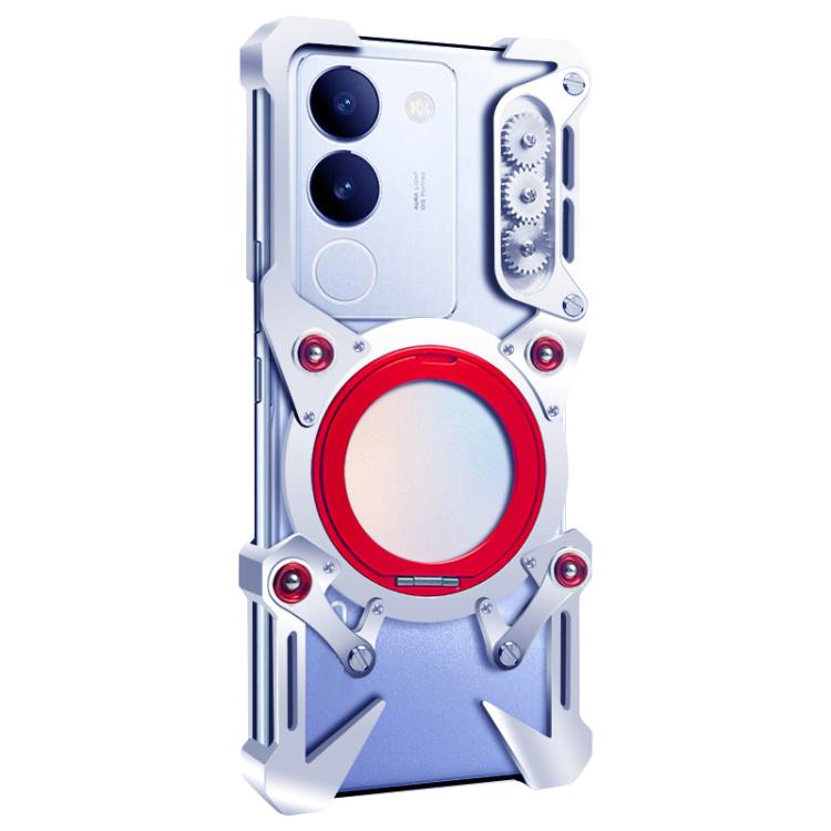 For vivo S17 Rotating Bracket Hollow Metal Phone Case with Lanyard