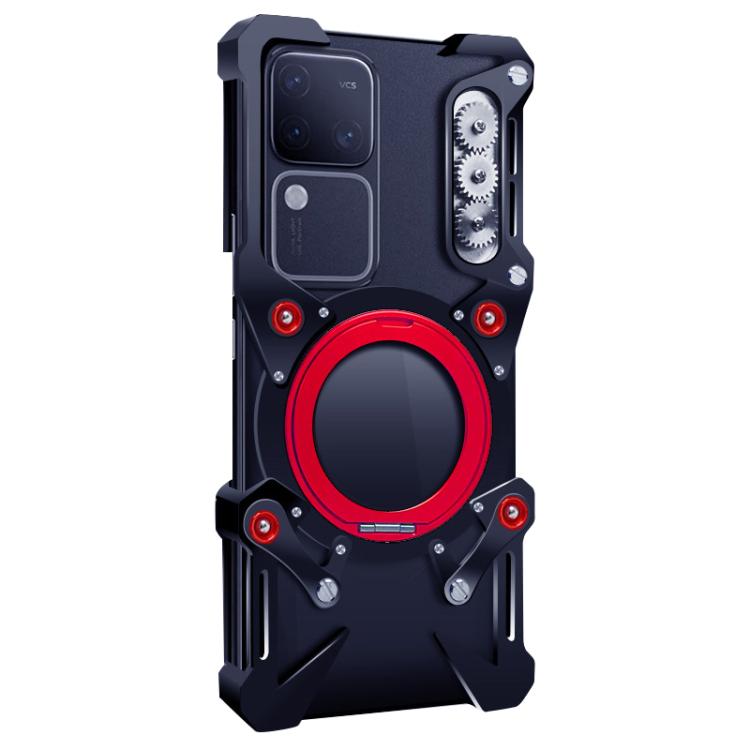 For vivo S18 Pro Rotating Bracket Hollow Metal Phone Case with Lanyard