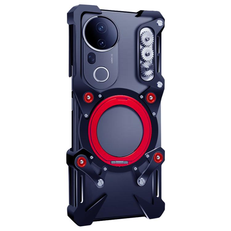For vivo T4 Ultra Rotating Bracket Hollow Metal Phone Case with Lanyard