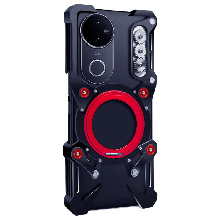 For vivo V50 Rotating Bracket Hollow Metal Phone Case with Lanyard