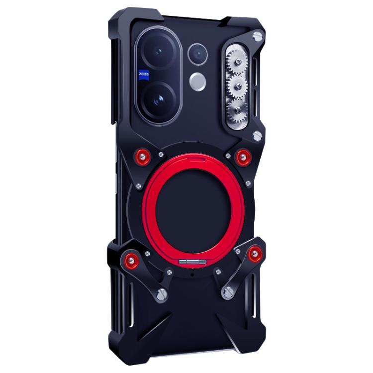 For vivo V60 Rotating Bracket Hollow Metal Phone Case with Lanyard