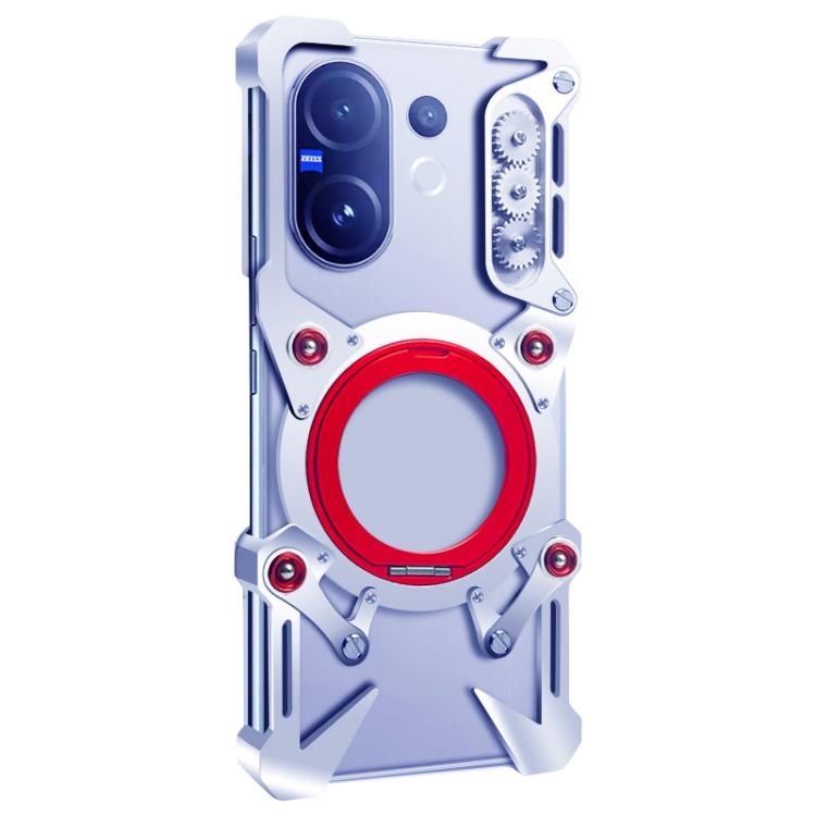 For vivo V60 Rotating Bracket Hollow Metal Phone Case with Lanyard